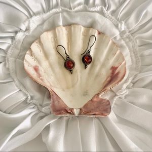 Vintage Sterling Silver and Amber Earrings